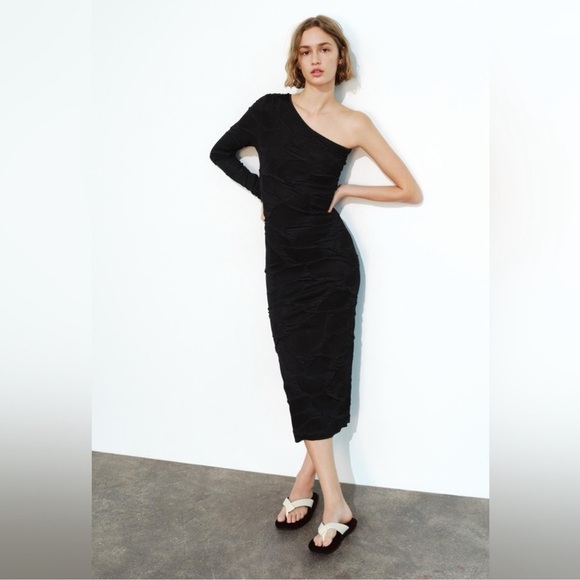 ZARA ASYMMETRIC KNIT DRESS NWT XS SIZE - Picture 2 of 8